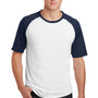 Sport-Tek Mens Short Sleeve Crewneck T-Shirt - White/Navy Blue
