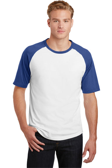 Sport-Tek T201 Mens Short Sleeve Crewneck T-Shirt White/Royal Blue Front