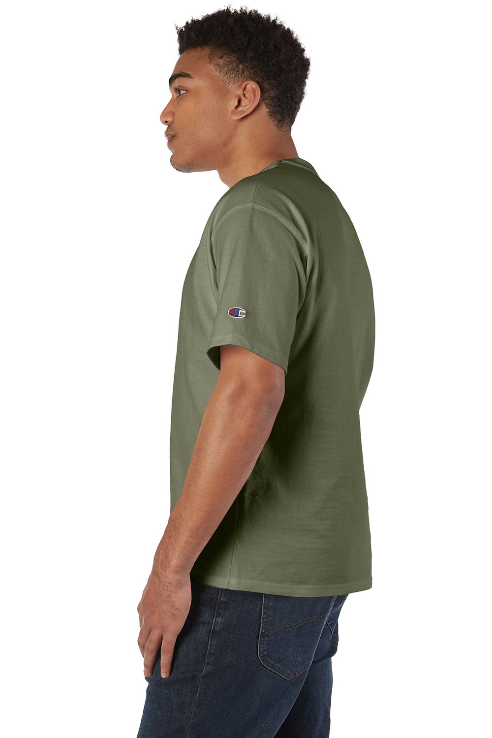 Champion T2102/T105 Mens Heritage Short Sleeve Crewneck T-Shirt Fresh Olive Green SIde