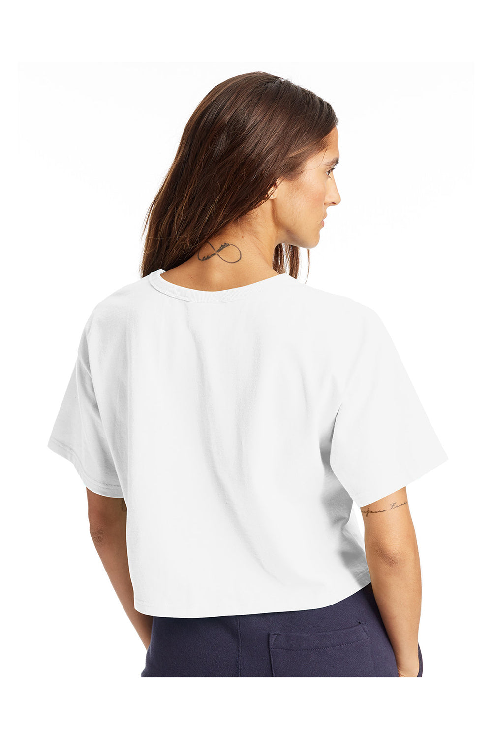 Champion T453W Womens Heritage Cropped Short Sleeve Crewneck T-Shirt White Back