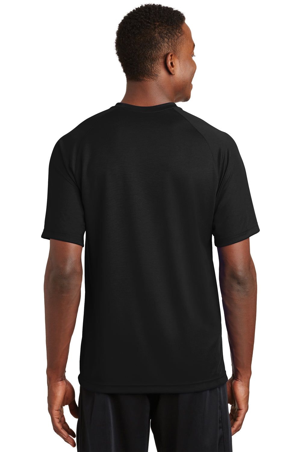 Sport-Tek T473 Mens Dry Zone Moisture Wicking Short Sleeve Crewneck T-Shirt Black Back