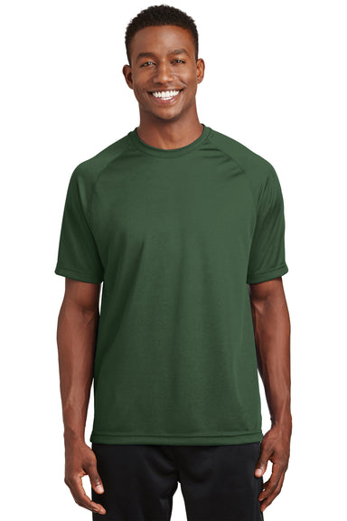 Sport-Tek T473 Mens Dry Zone Moisture Wicking Short Sleeve Crewneck T-Shirt Forest Green Front