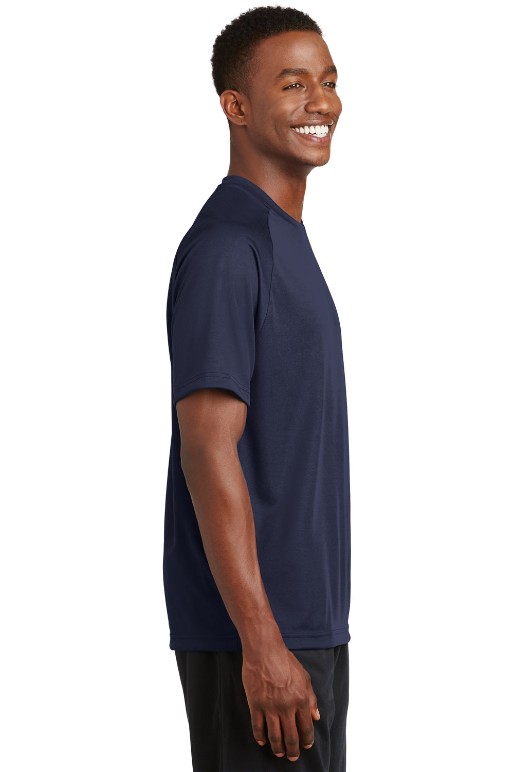 Sport-Tek T473 Mens Dry Zone Moisture Wicking Short Sleeve Crewneck T-Shirt Navy Blue Side
