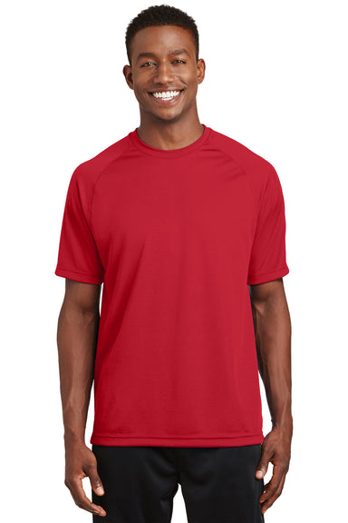 Sport-Tek T473 Mens Dry Zone Moisture Wicking Short Sleeve Crewneck T-Shirt Red Front