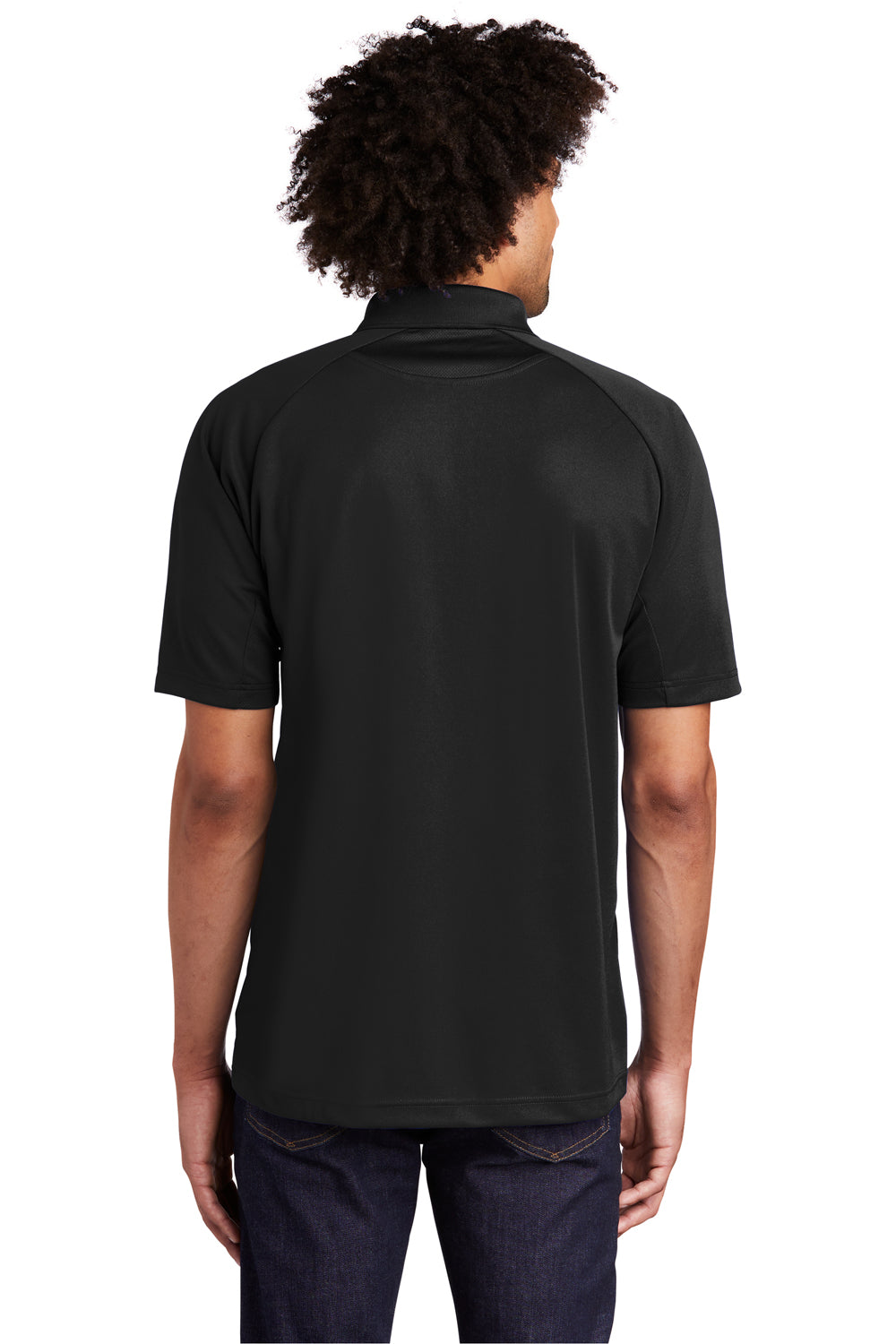 Sport-Tek T474 Mens Dri-Mesh Moisture Wicking Short Sleeve Polo Shirt Black Back