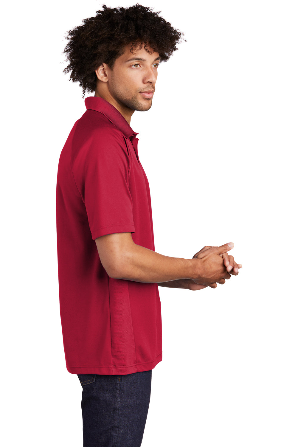 Sport-Tek T474 Mens Dri-Mesh Moisture Wicking Short Sleeve Polo Shirt Red Side