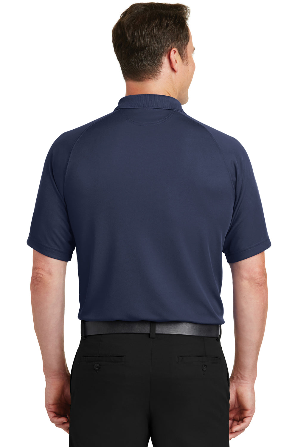 Sport-Tek T475 Mens Dry Zone Moisture Wicking Short Sleeve Polo Shirt Navy Blue Back