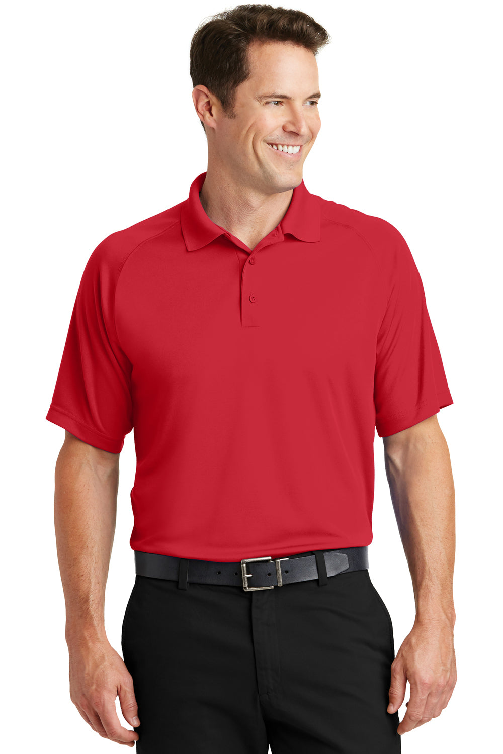 Sport-Tek T475 Mens Dry Zone Moisture Wicking Short Sleeve Polo Shirt Red Front