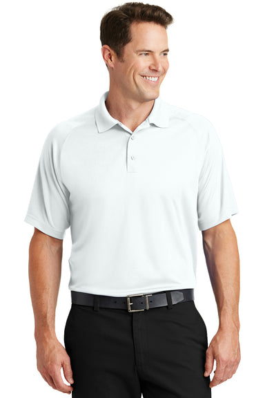 Sport-Tek T475 Mens Dry Zone Moisture Wicking Short Sleeve Polo Shirt White Front
