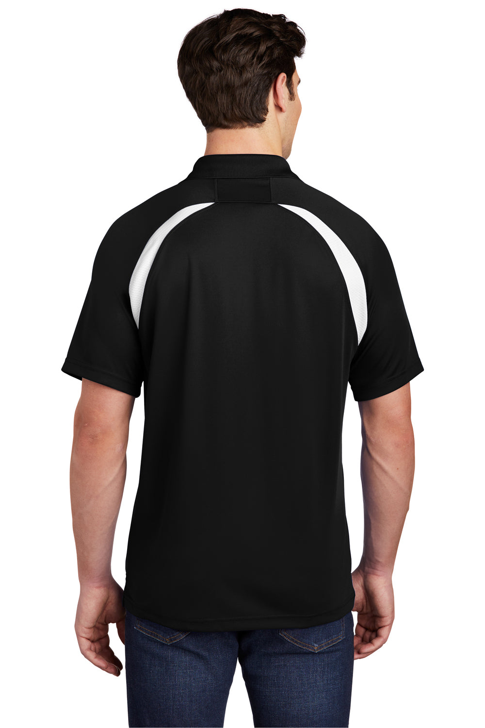 Sport-Tek T476 Mens Dry Zone Moisture Wicking Short Sleeve Polo Shirt Black Back