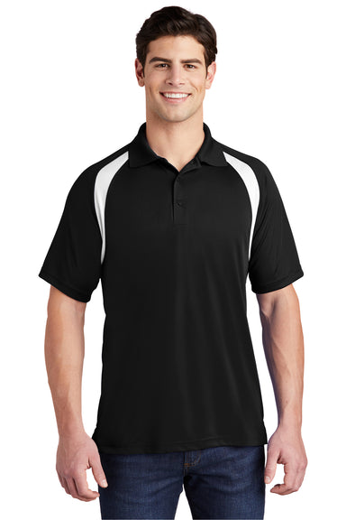 Sport-Tek T476 Mens Dry Zone Moisture Wicking Short Sleeve Polo Shirt Black Front