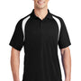 Sport-Tek Mens Dry Zone Moisture Wicking Short Sleeve Polo Shirt - Black/White