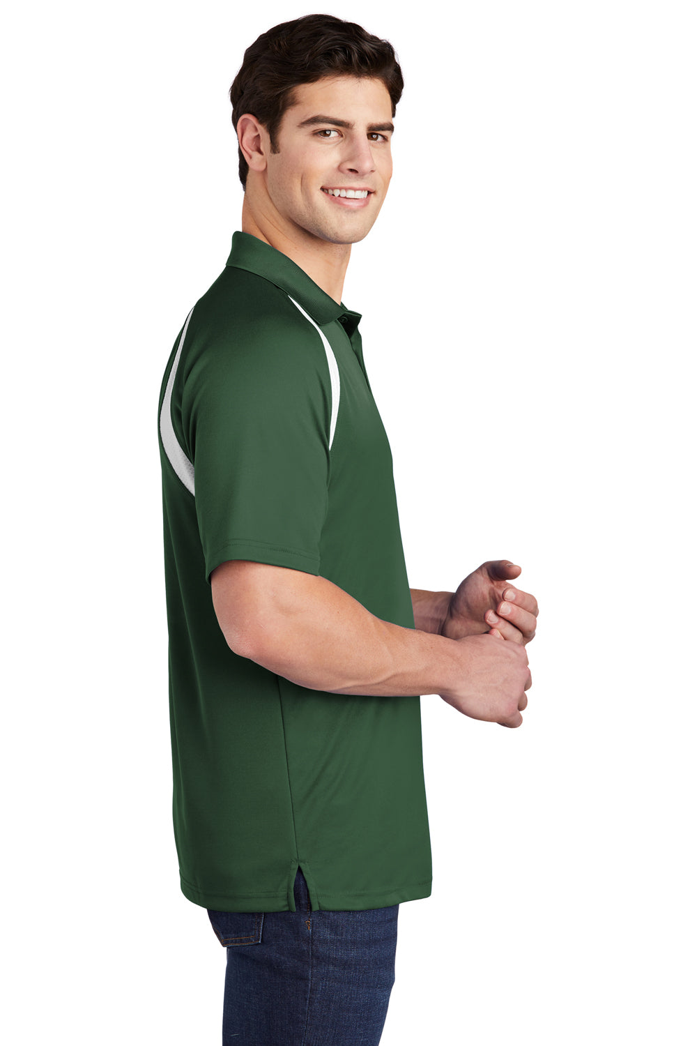 Sport-Tek T476 Mens Dry Zone Moisture Wicking Short Sleeve Polo Shirt Forest Green Side