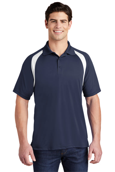 Sport-Tek T476 Mens Dry Zone Moisture Wicking Short Sleeve Polo Shirt Navy Blue Front