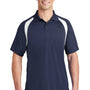 Sport-Tek Mens Dry Zone Moisture Wicking Short Sleeve Polo Shirt - True Navy Blue/White