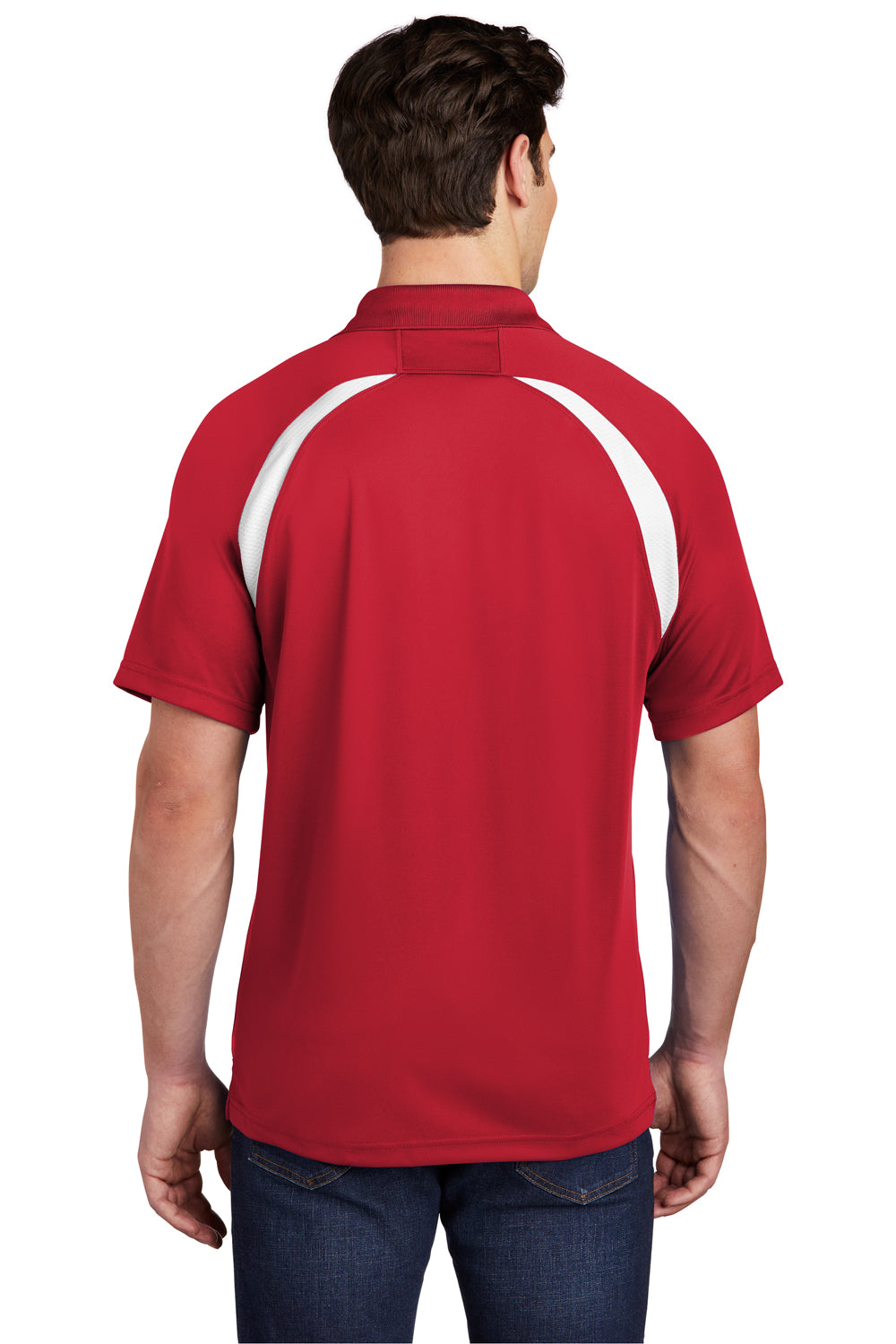 Sport-Tek T476 Mens Dry Zone Moisture Wicking Short Sleeve Polo Shirt Red Back