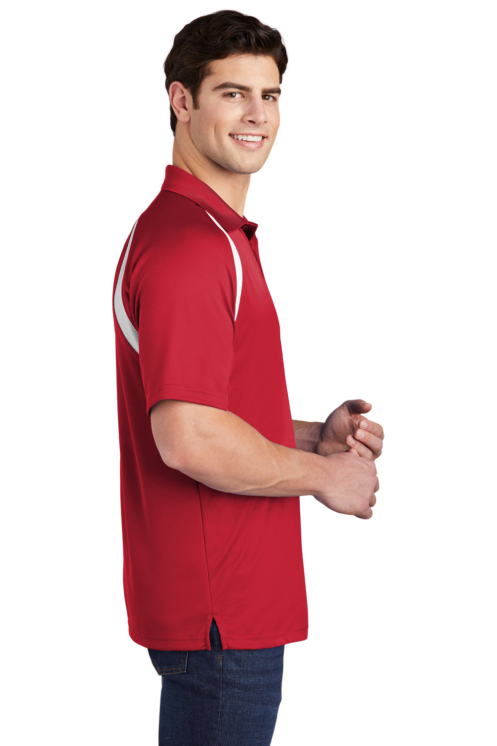 Sport-Tek T476 Mens Dry Zone Moisture Wicking Short Sleeve Polo Shirt Red Side
