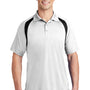 Sport-Tek Mens Dry Zone Moisture Wicking Short Sleeve Polo Shirt - White/Black