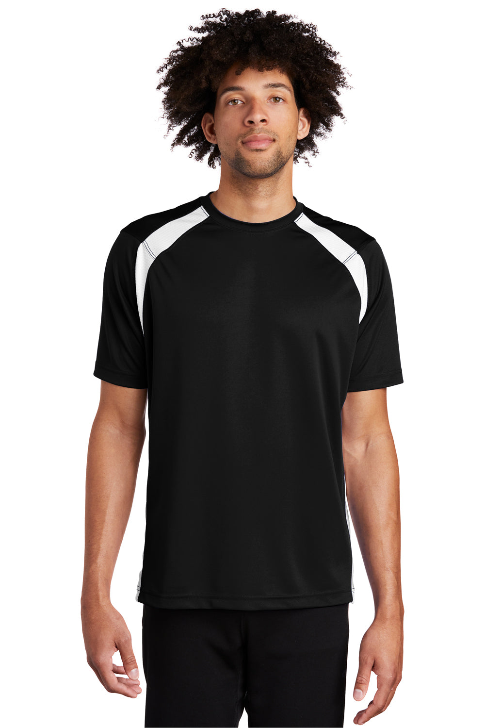 Sport-Tek T478 Mens Dry Zone Moisture Wicking Short Sleeve Crewneck T-Shirt Black Front