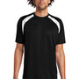 Sport-Tek Mens Dry Zone Moisture Wicking Short Sleeve Crewneck T-Shirt - Black/White