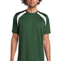Sport-Tek Mens Dry Zone Moisture Wicking Short Sleeve Crewneck T-Shirt - Forest Green/White