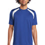 Sport-Tek Mens Dry Zone Moisture Wicking Short Sleeve Crewneck T-Shirt - True Royal Blue/White