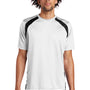 Sport-Tek Mens Dry Zone Moisture Wicking Short Sleeve Crewneck T-Shirt - White/Black