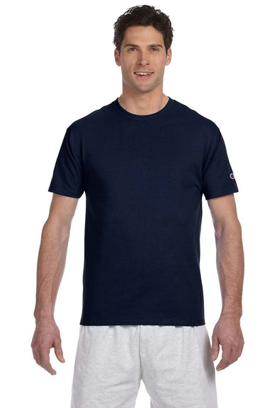 Champion T525C Mens Short Sleeve Crewneck T-Shirt Navy Blue Front
