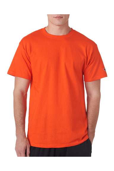 Champion T525C Mens Short Sleeve Crewneck T-Shirt Orange Front