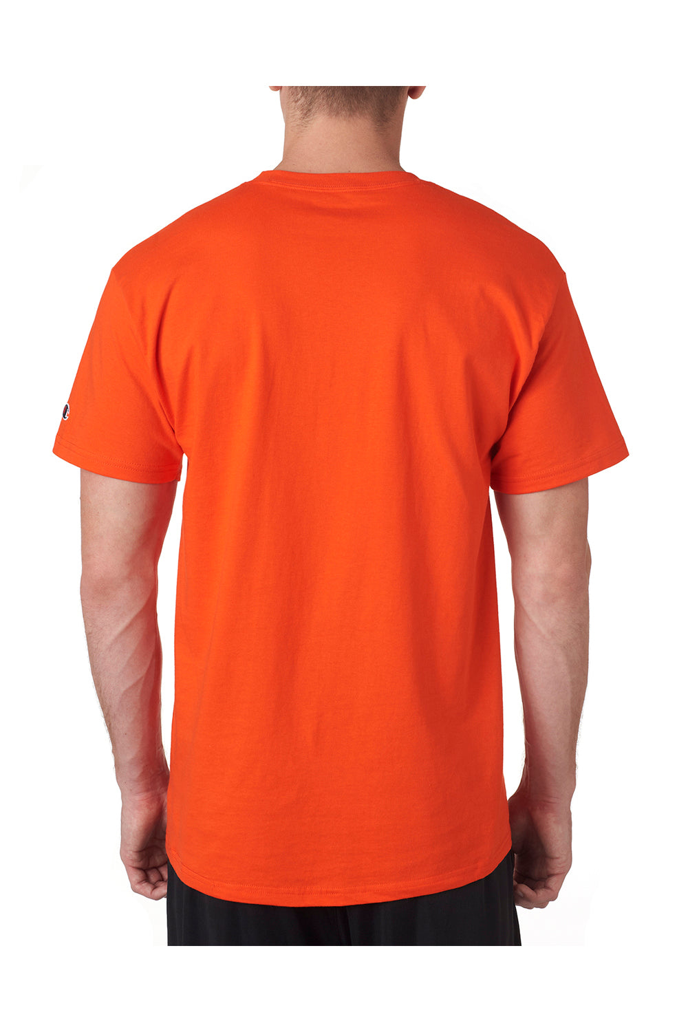Champion T525C Mens Short Sleeve Crewneck T-Shirt Orange Back