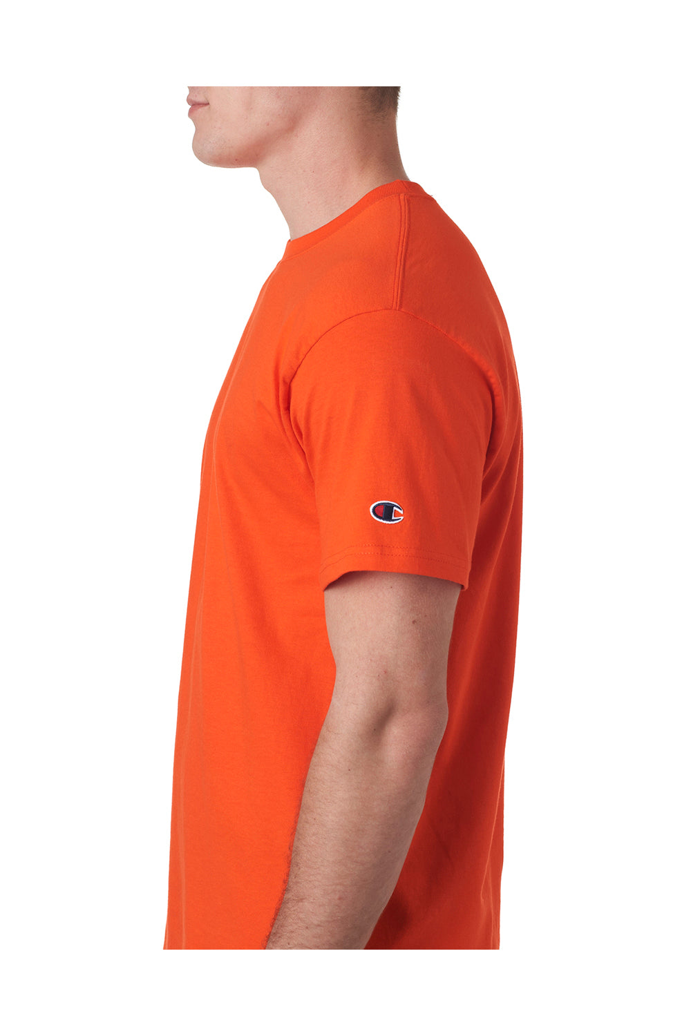 Champion T525C Mens Short Sleeve Crewneck T-Shirt Orange Side