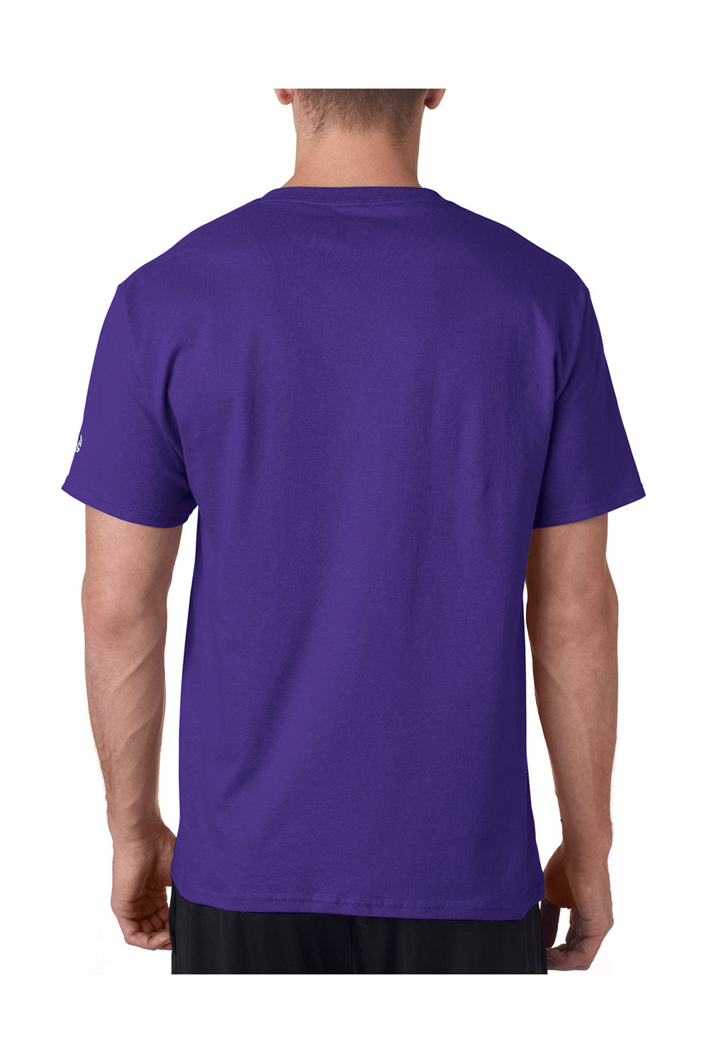 Champion T525C Mens Short Sleeve Crewneck T-Shirt Purple Back