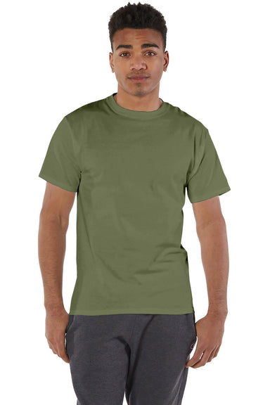 Champion T425/T525C Mens Short Sleeve Crewneck T-Shirt Fresh Olive Green Front