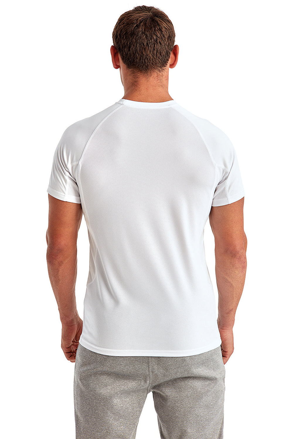 TriDri TD011 Mens Panelled Tech Moisture Wicking Short Sleeve Crewneck T-Shirt White Back