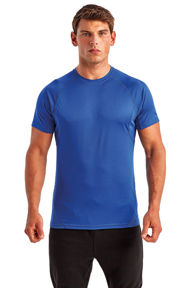 TriDri TD011 Mens Panelled Tech Moisture Wicking Short Sleeve Crewneck T-Shirt Royal Blue Front