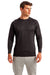 TriDri TD050 Mens Panelled Tech Moisture Wicking Long Sleeve Crewneck T-Shirt Black Front