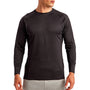 TriDri Mens Paneled Tech Moisture Wicking Long Sleeve Crewneck T-Shirt - Black