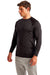 TriDri TD050 Mens Panelled Tech Moisture Wicking Long Sleeve Crewneck T-Shirt Black 3Q