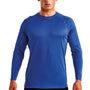 TriDri Mens Paneled Tech Moisture Wicking Long Sleeve Crewneck T-Shirt - Royal Blue