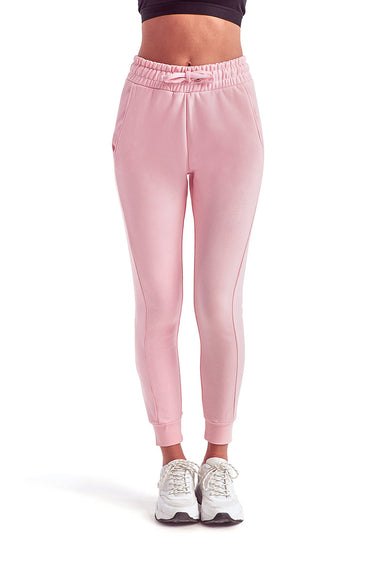 TriDri TD055 Womens Maria Fitted Jogger Sweatpants w/ Pockets Light Pink Front