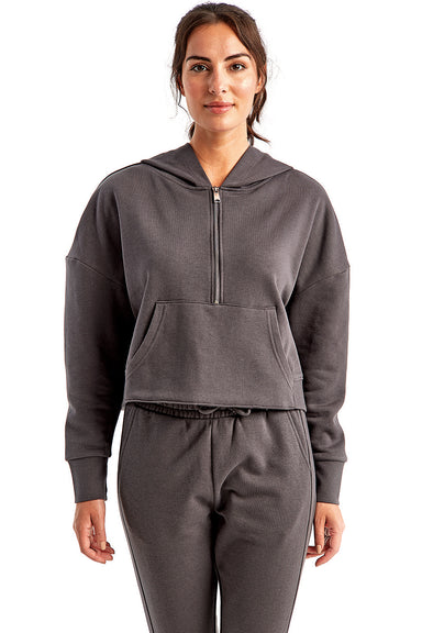 TriDri TD077 Womens Alice 1/4 Zip Hooded Sweatshirt Hoodie Charcoal Grey Front