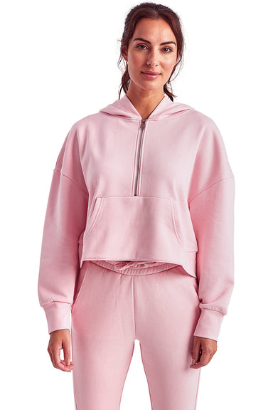 TriDri TD077 Womens Alice 1/4 Zip Hooded Sweatshirt Hoodie Light Pink Front