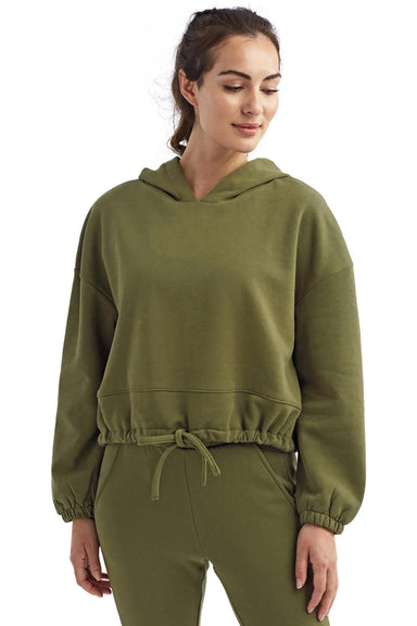 TriDri TD085 Womens Maria Cropped Hooded Sweatshirt Hoodie Olive Green Front