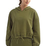 TriDri Womens Maria Cropped Hooded Sweatshirt Hoodie - Olive Green - NEW