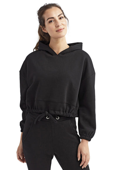 TriDri TD085 Womens Maria Cropped Hooded Sweatshirt Hoodie Black Front