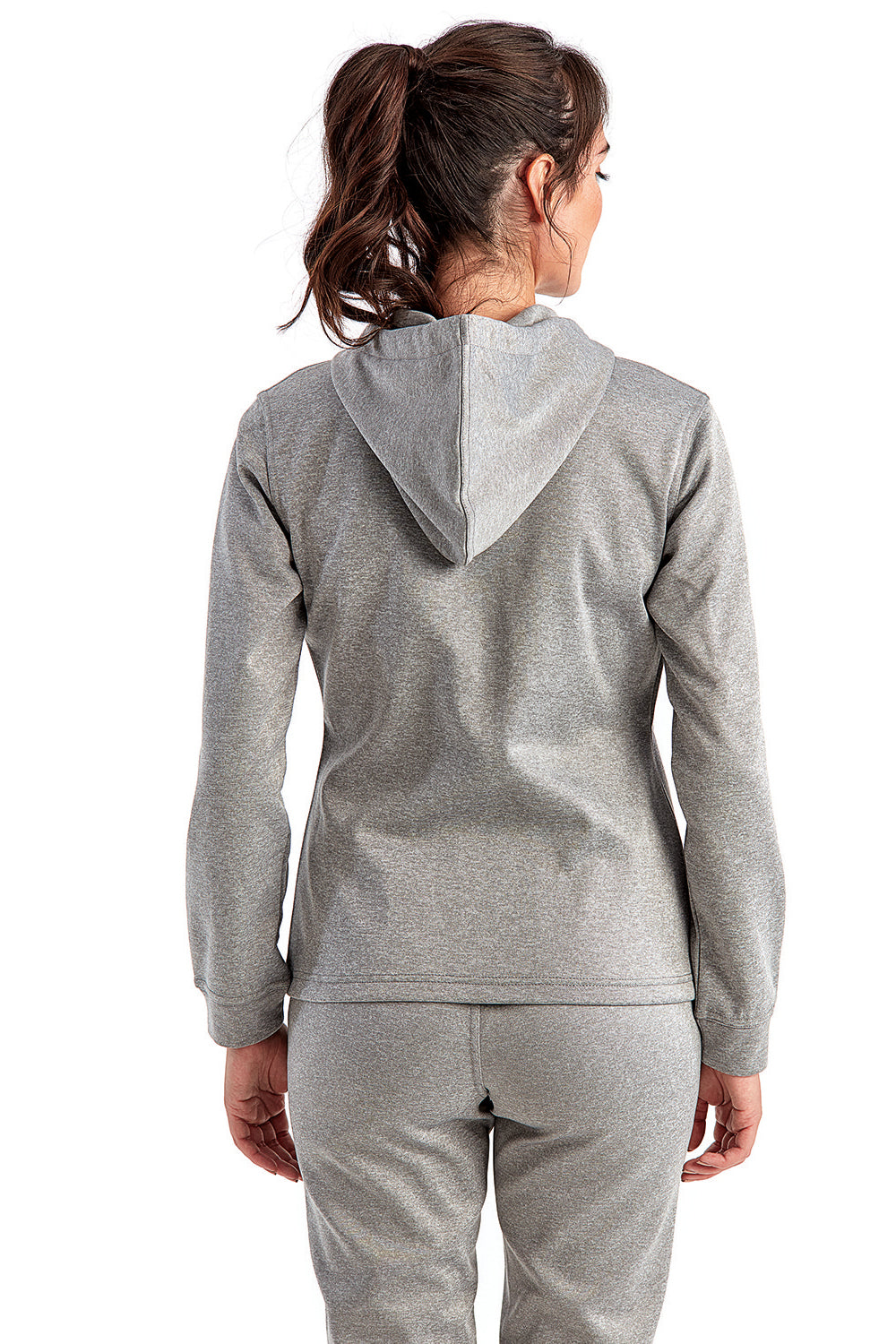 TriDri TD498 Womens Moisture Wicking Full Zip Hooded Sweatshirt Hoodie Grey Melange Back