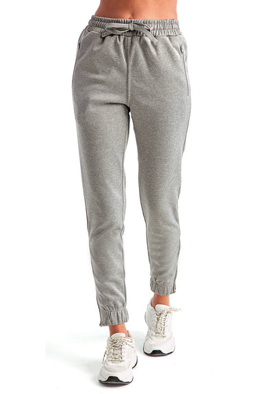 TriDri TD499 Womens Moisture Wicking Jogger Sweatpants w/ Pockets Grey Melange Front