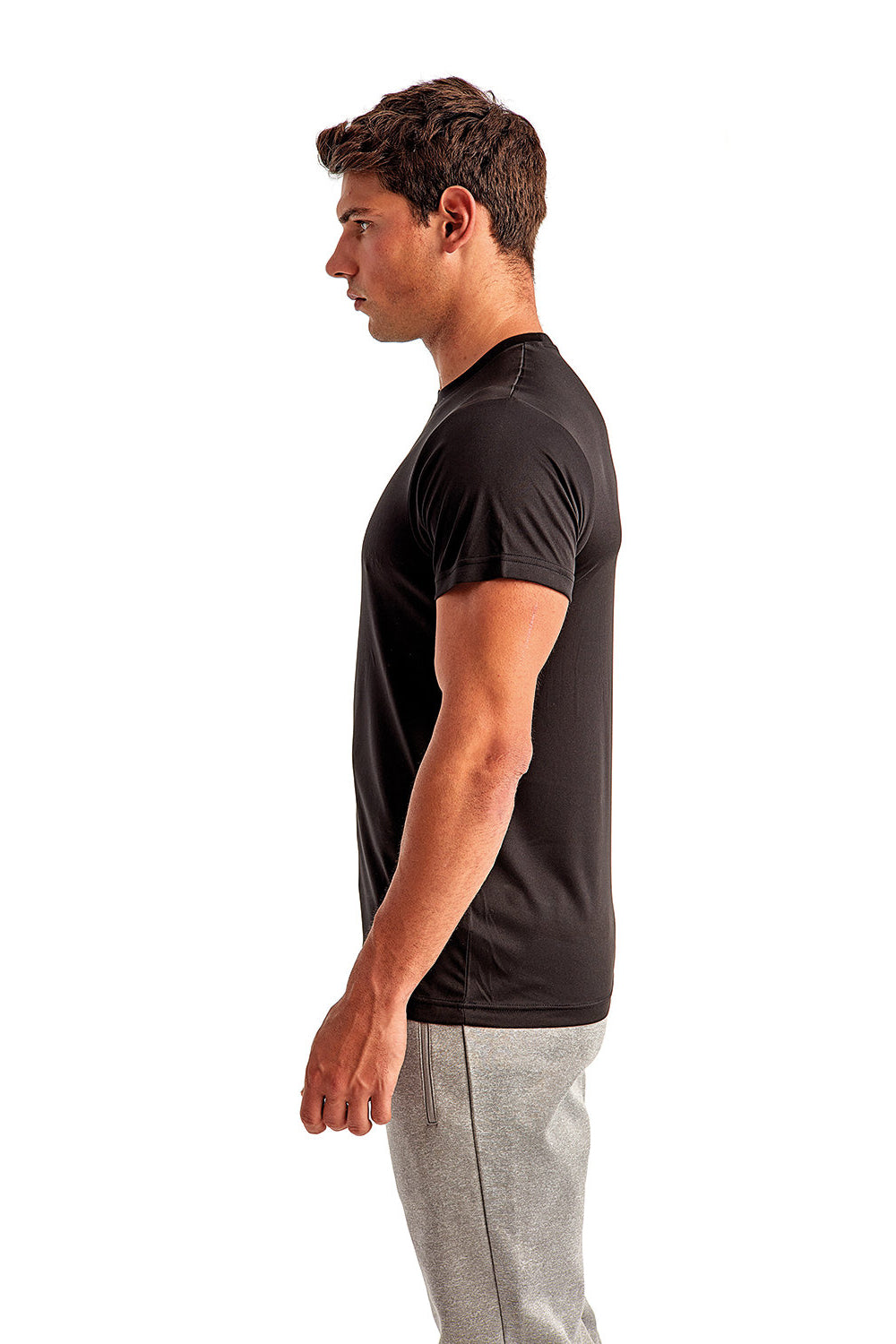 TriDri TD501 Mens Moisture Wicking Short Sleeve Crewneck T-Shirt Black Side