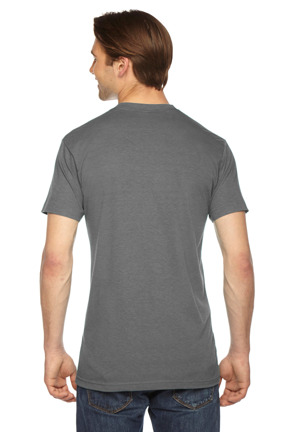 American Apparel TR401 Mens USA Made Track Short Sleeve Crewneck T-Shirt Athletic Grey Back