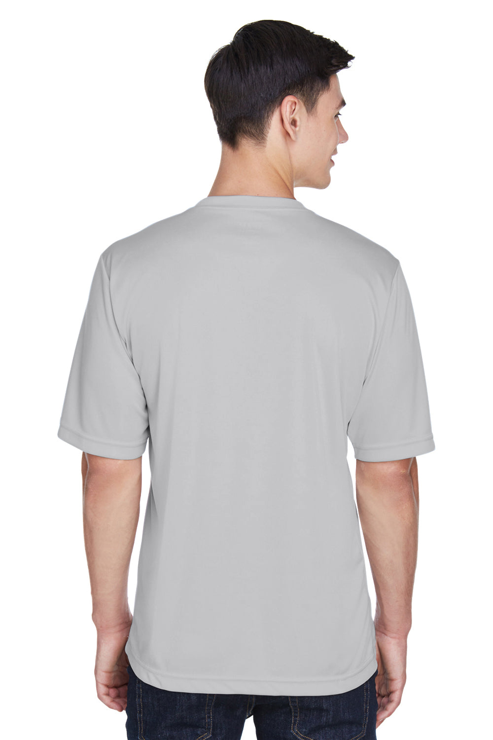 Team 365 TT11 Mens Zone Performance Moisture Wicking Short Sleeve Crewneck T-Shirt Silver Grey Back